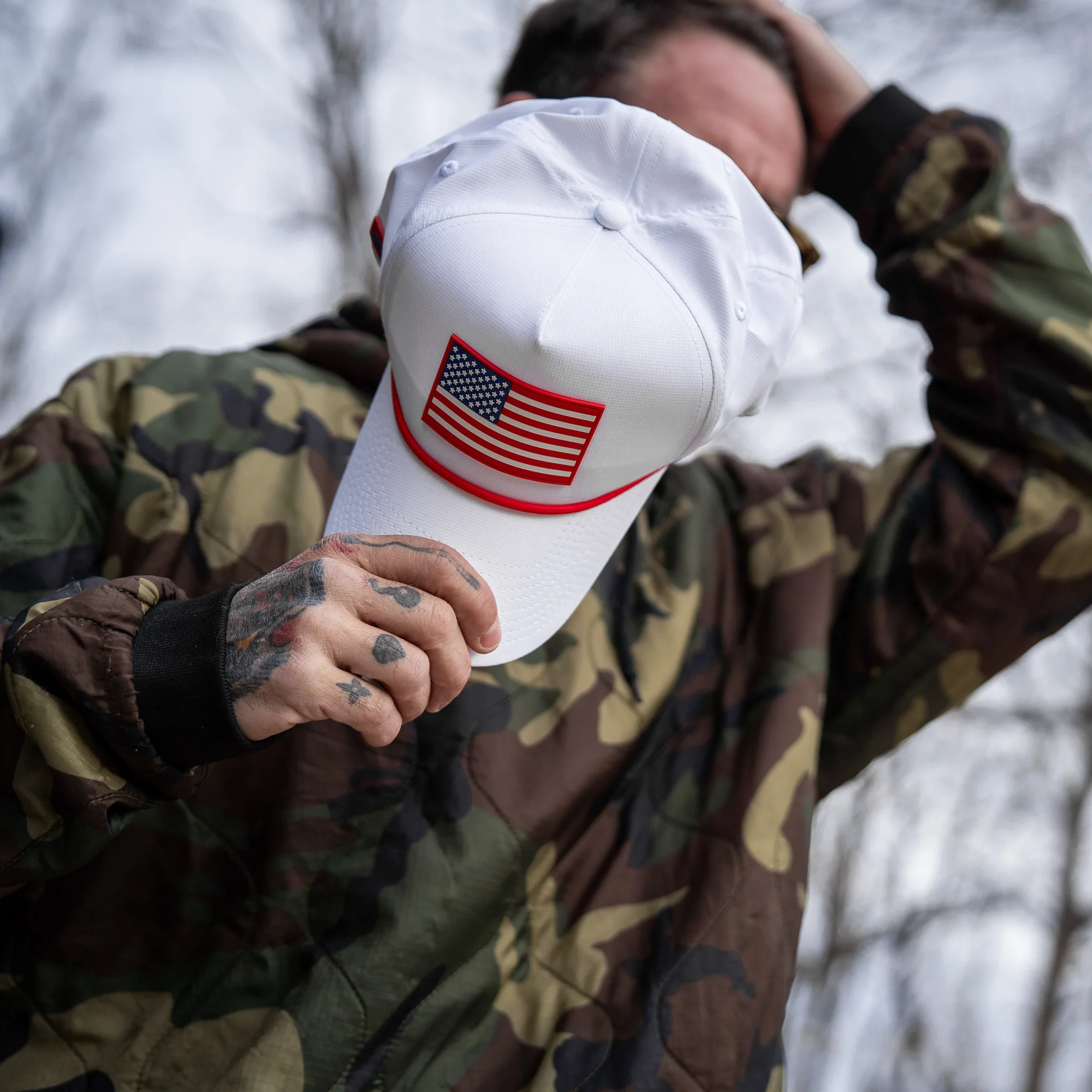 American Flag Patch Weekender Performance Snapback Hat - Image 2