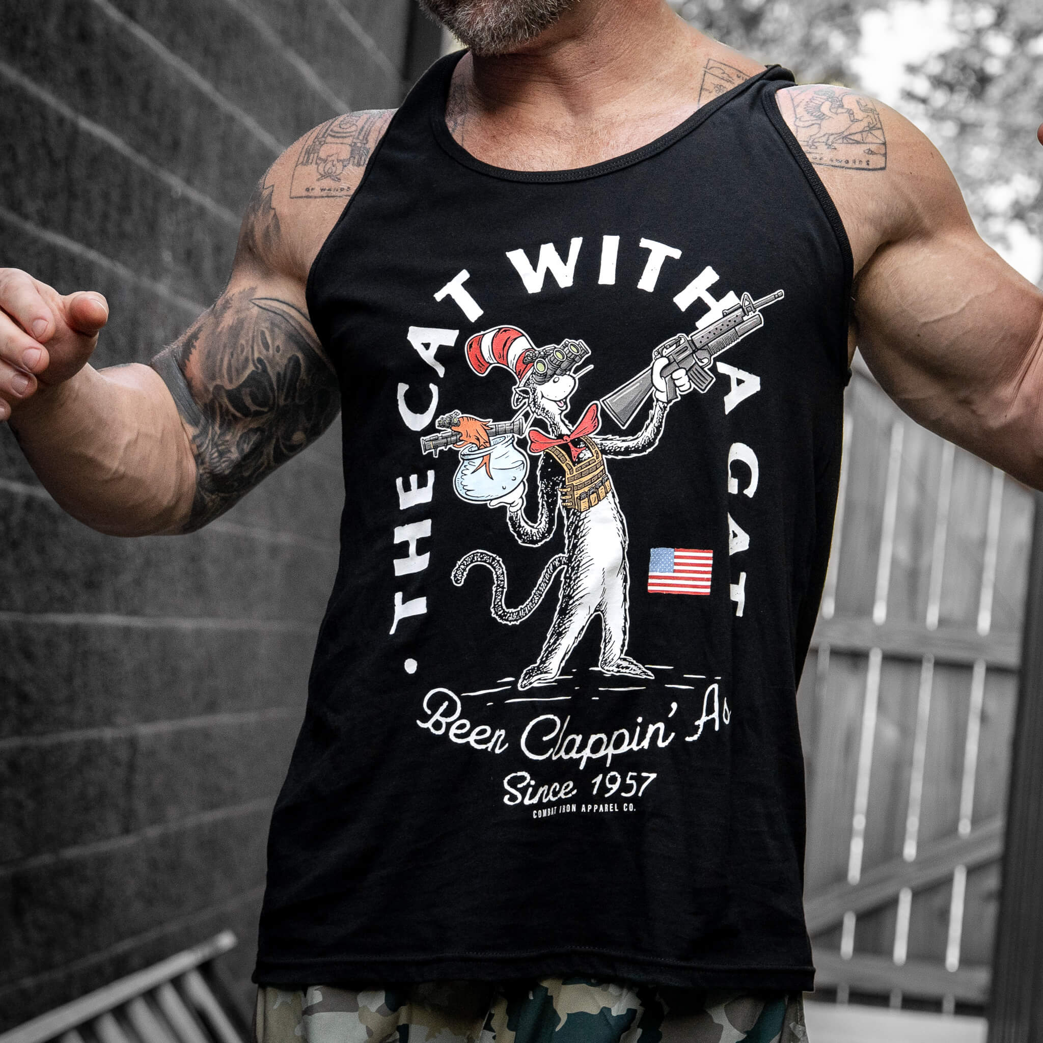 Cat With A Gat Men's Tank - Image 2
