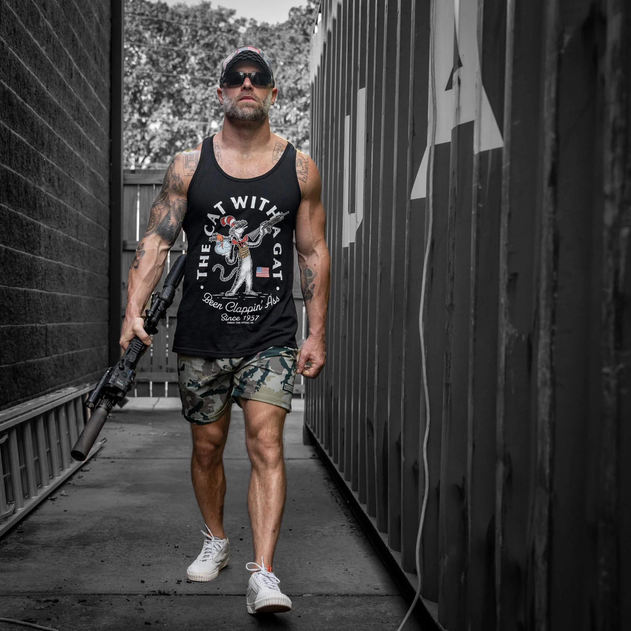 Cat With A Gat Men's Tank - Image 3