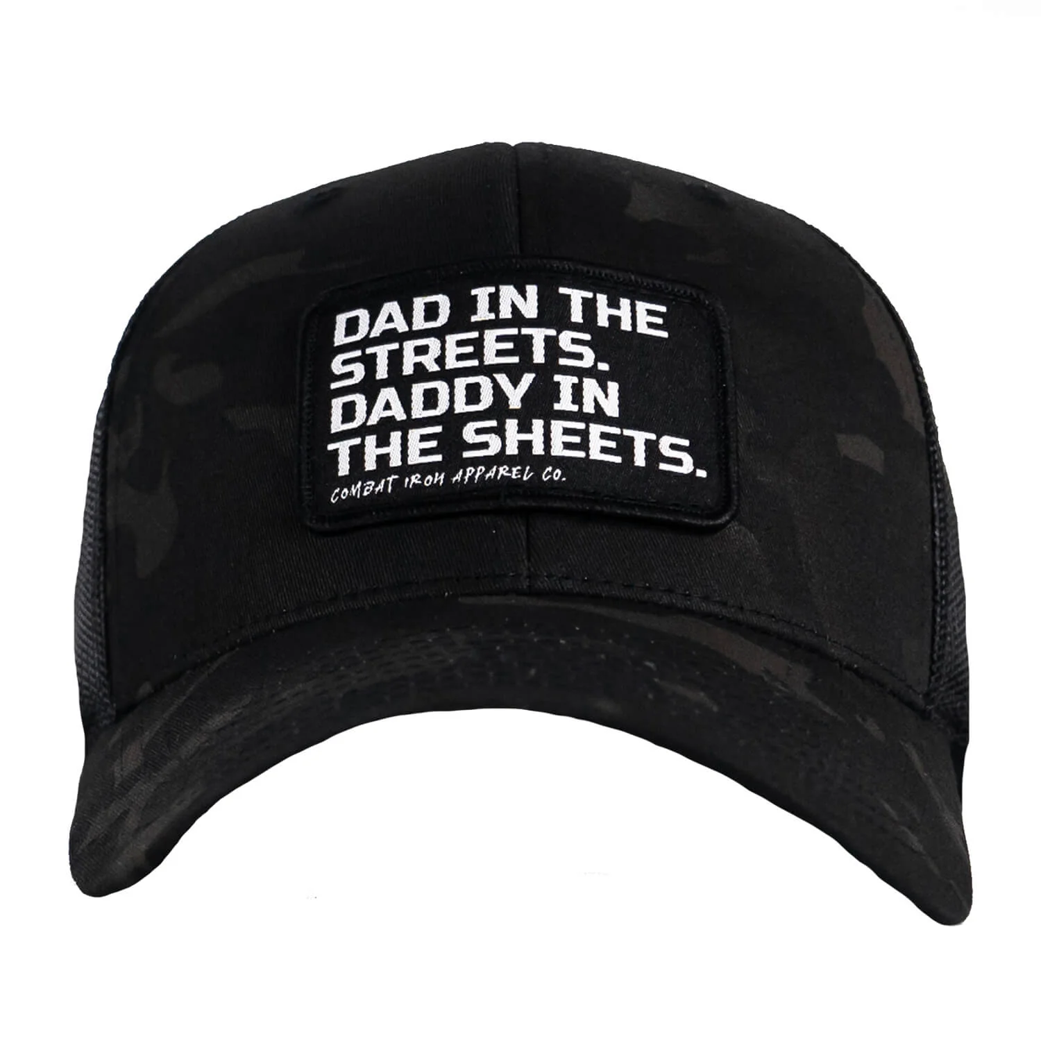 Dad In The Streets. Daddy In The Sheets. Black Patch Snapback Hat - Image 2