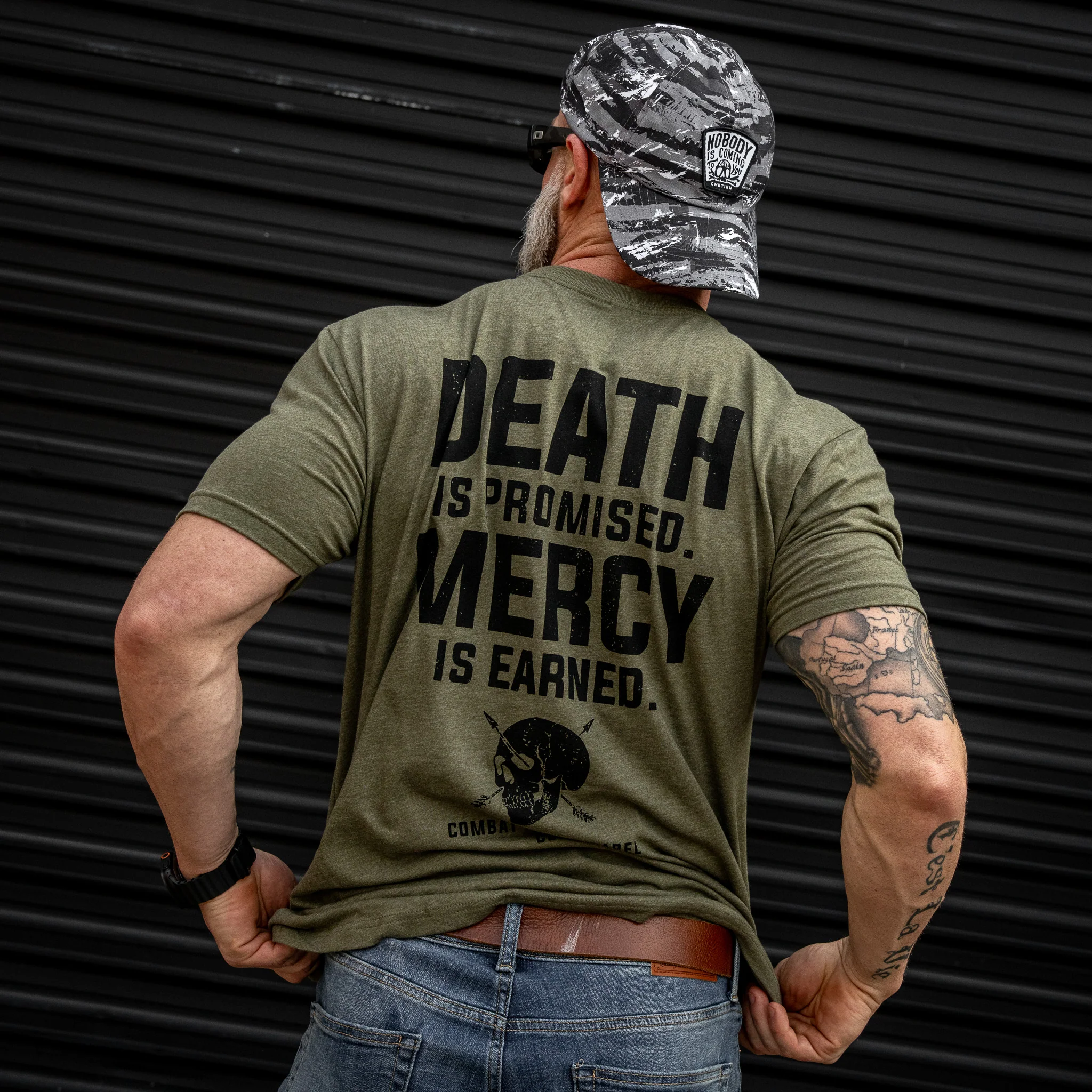 Death Is Promised. Mercy Is Earned Men's T-Shirt - Image 4