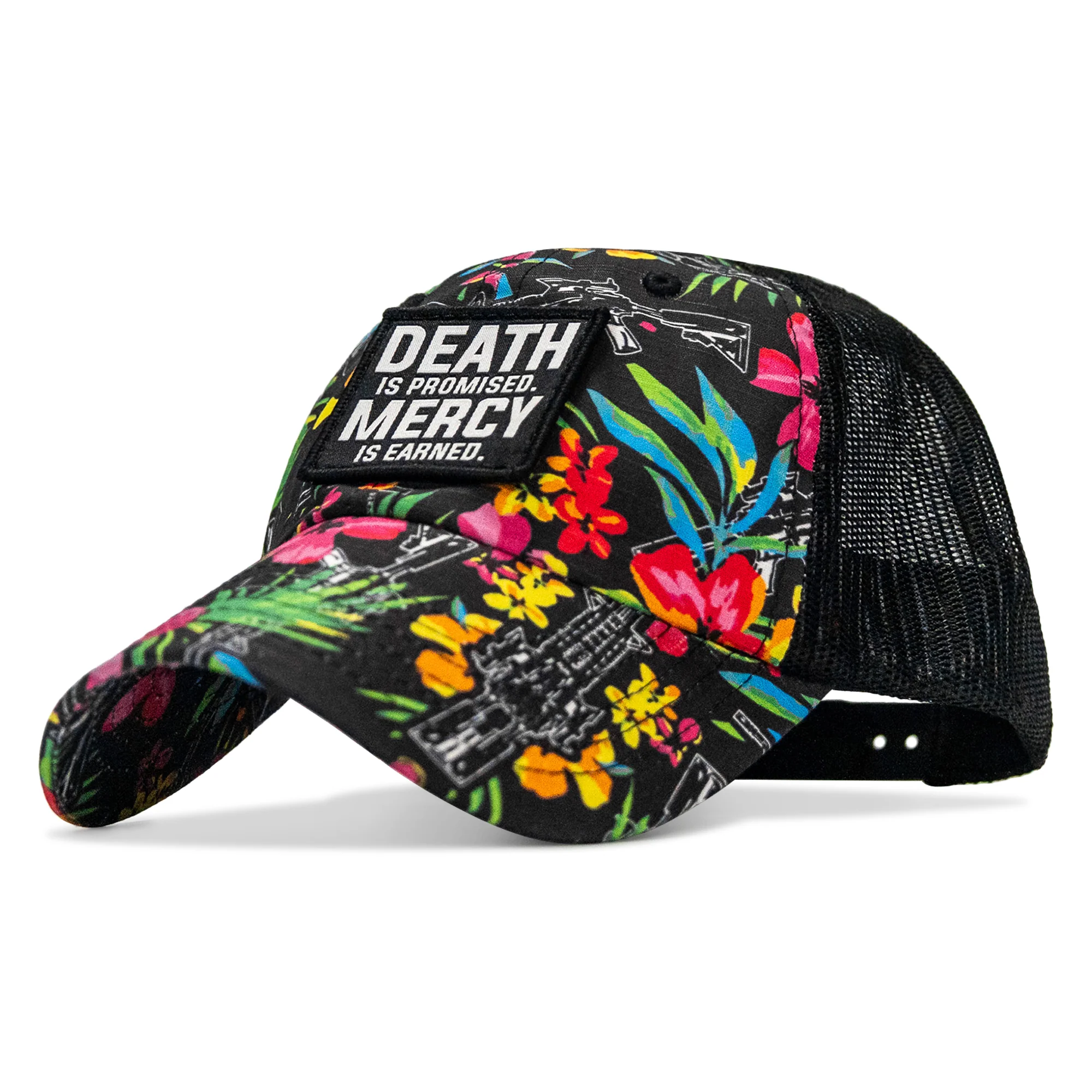 Death Is Promised. Mercy Is Earned Patch. Tactical Ripstop Mesh Snapback Hat - Image 13