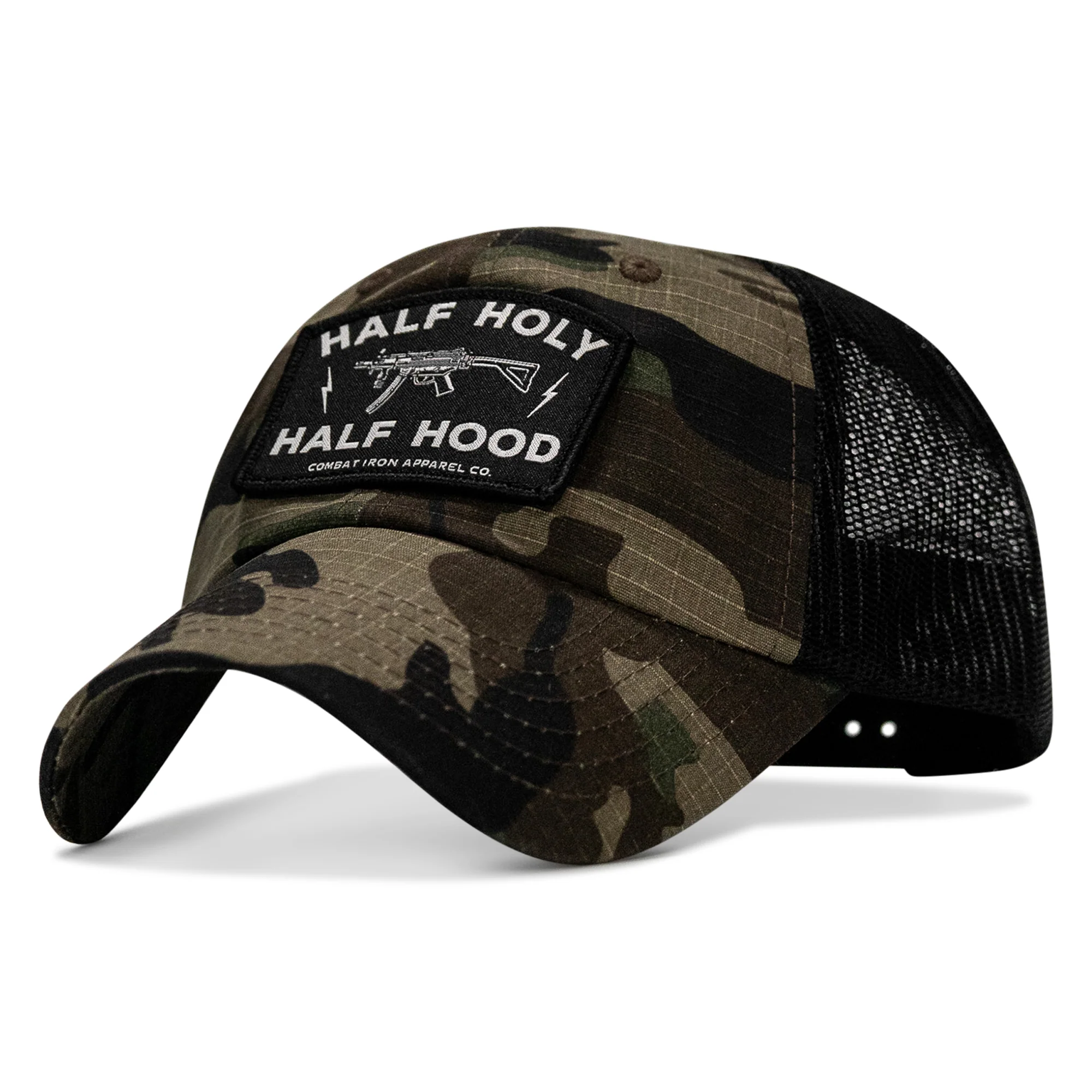 Half Holy. Half Hood Patch. Tactical Ripstop Mesh Snapback Hat - Image 19