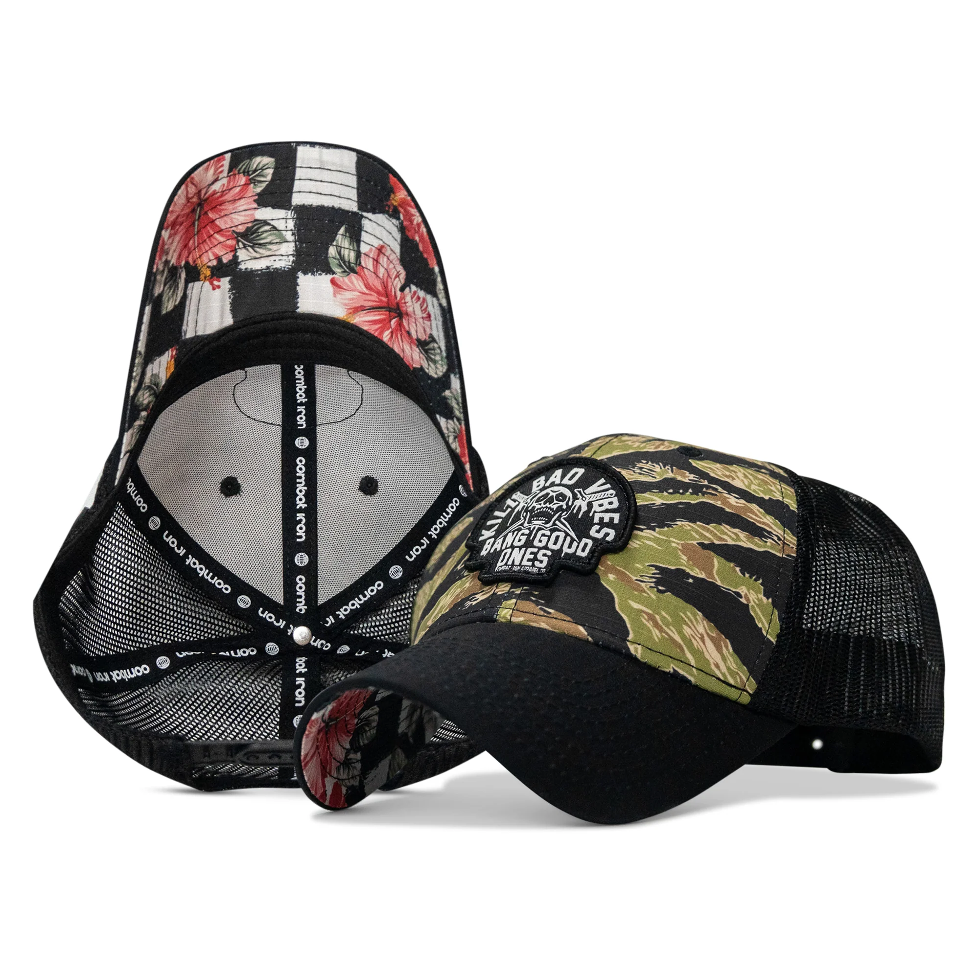 Kill Bad Vibes Skull Patch Original Ripstop Snapback Hat - Image 2
