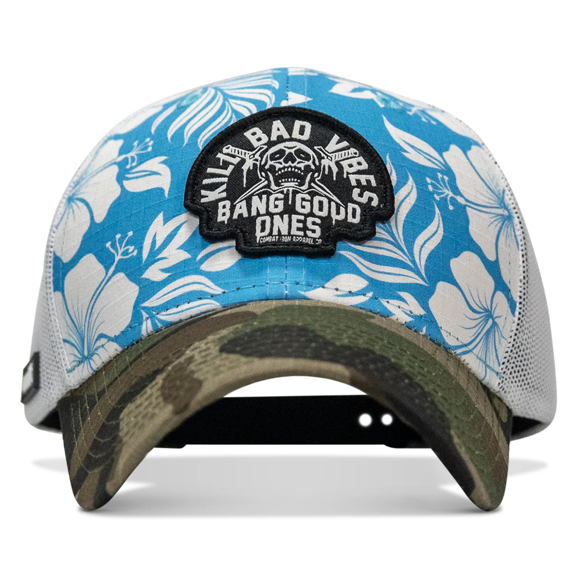 Kill Bad Vibes Skull Patch Original Ripstop Snapback Hat - Image 25