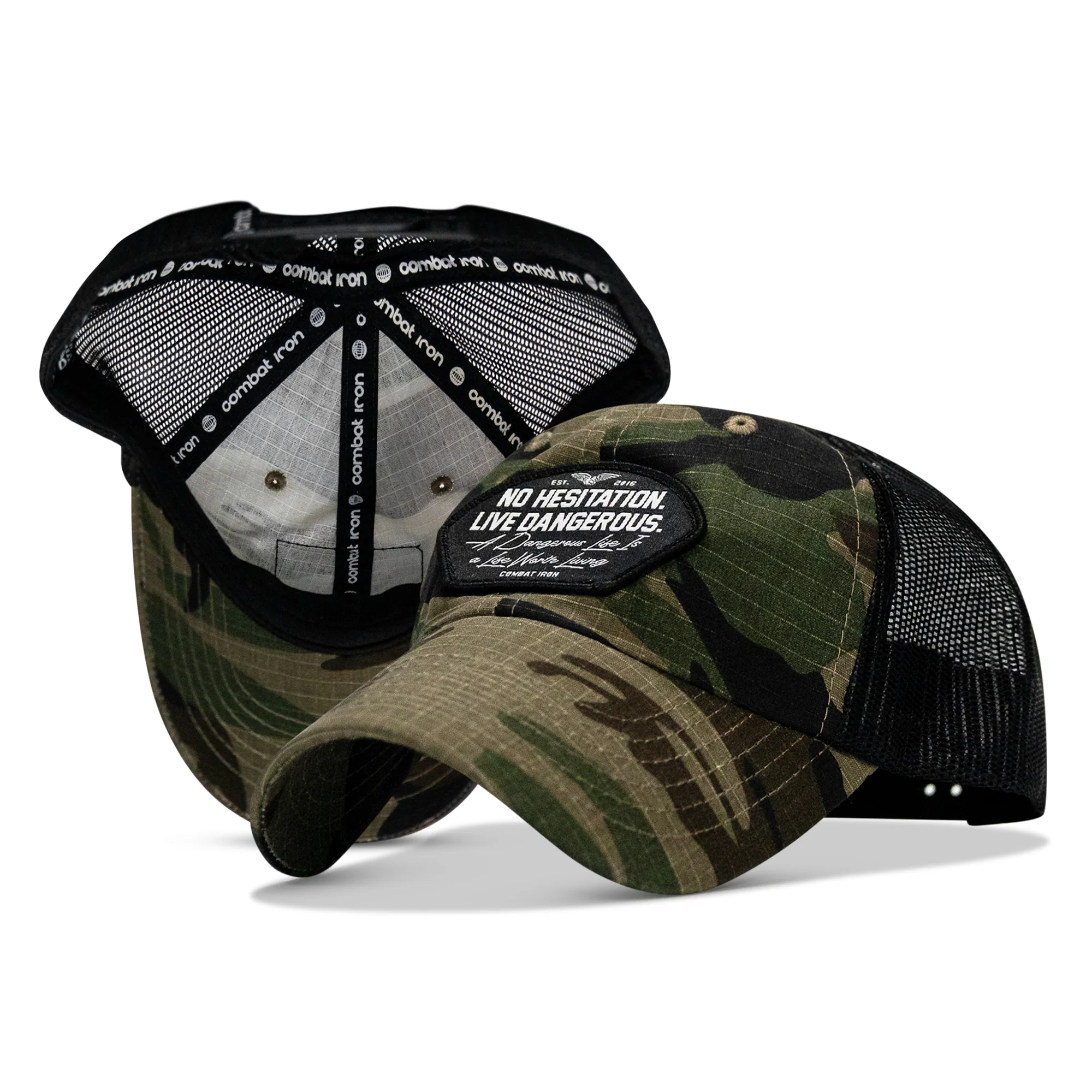 No Hesitation. Live Dangerous Patch Tactical Ripstop Mesh Snapback Hat - Image 24