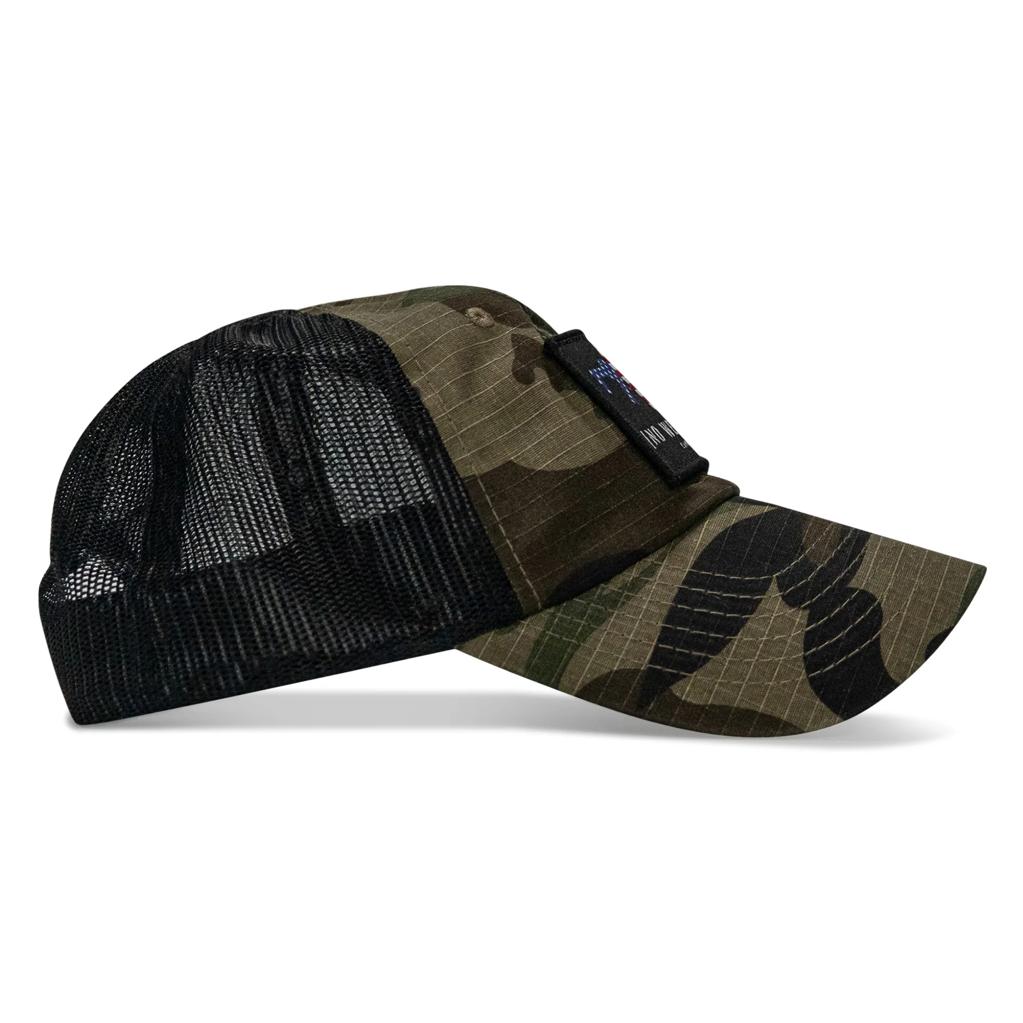 No Weak Shit American Flag Rifle Patch Tactical Ripstop Mesh Snapback Hat - Image 5