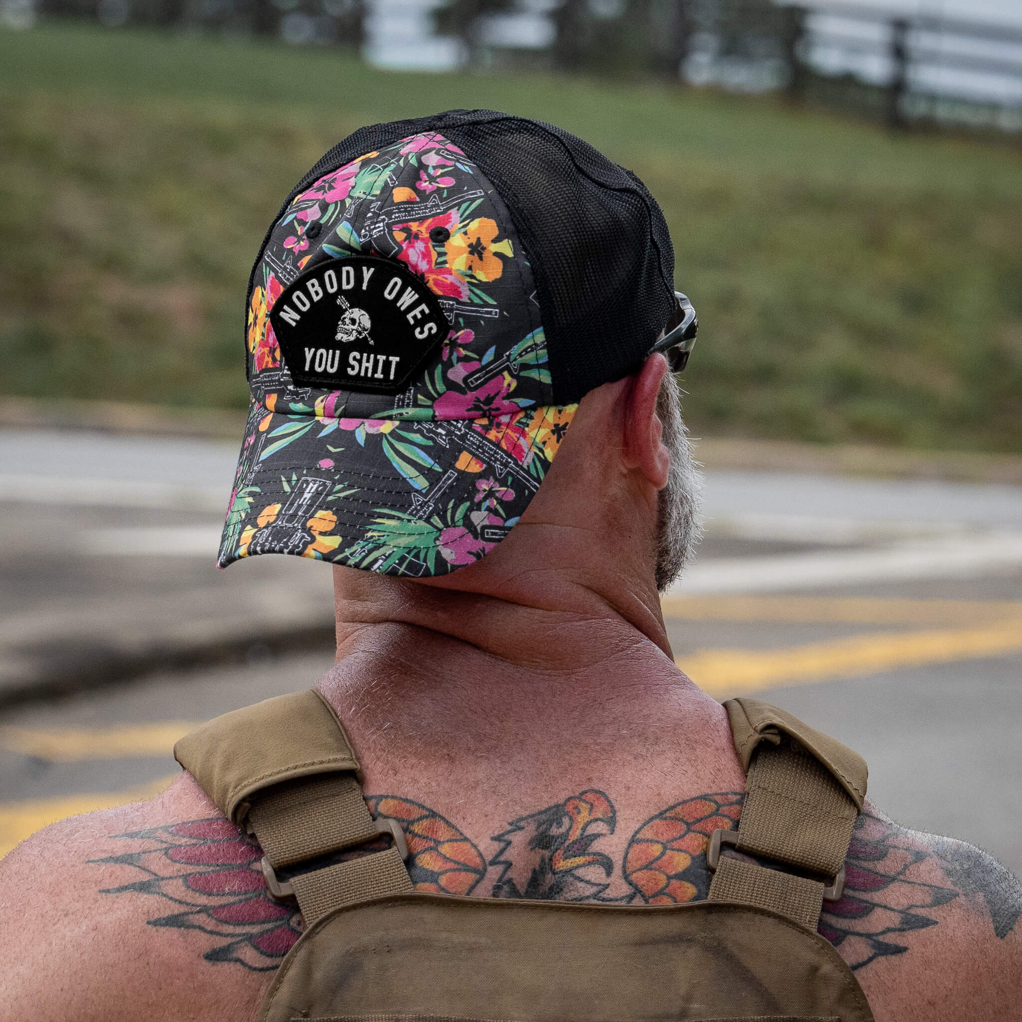 Nobody Owes You Shit Arched Patch Tactical Ripstop Mesh Snapback Hat - Image 13