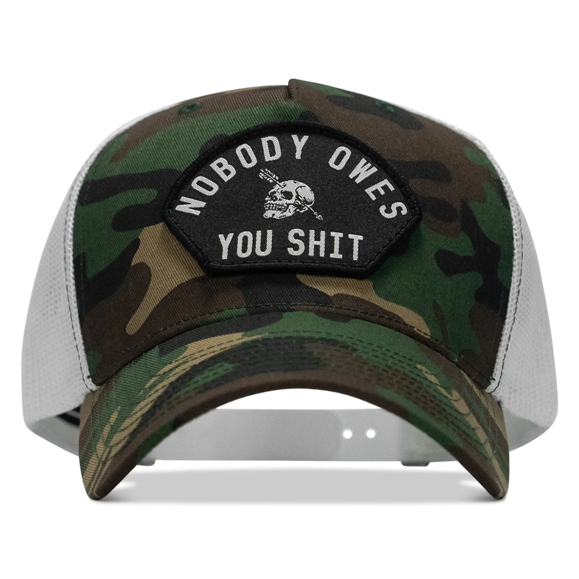 Nobody Owes You Shit Arched Skull Patch Snapback - Image 6