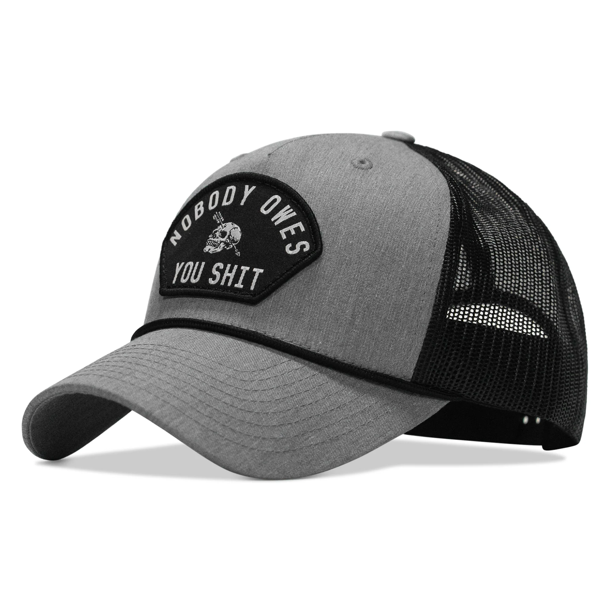 Nobody Owes You Shit Skull Arched Patch Rope Snapback - Image 11