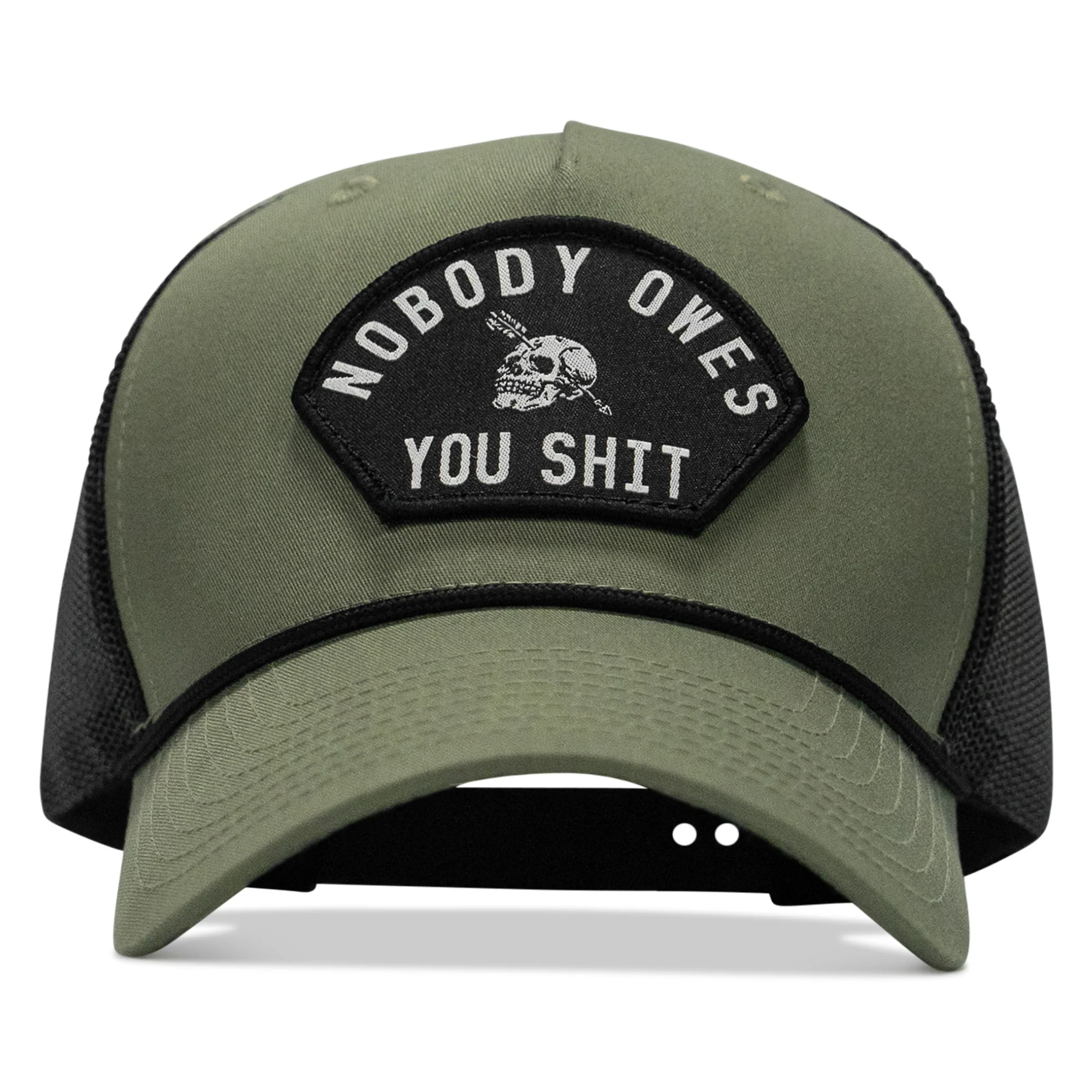 Nobody Owes You Shit Skull Arched Patch Rope Snapback - Image 15