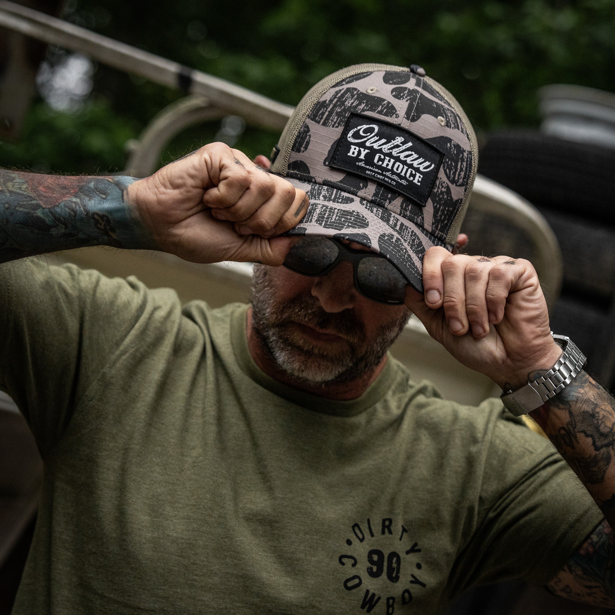 Outlaw By Choice Patch Original Ripstop Classic Snapback Hat - Image 3