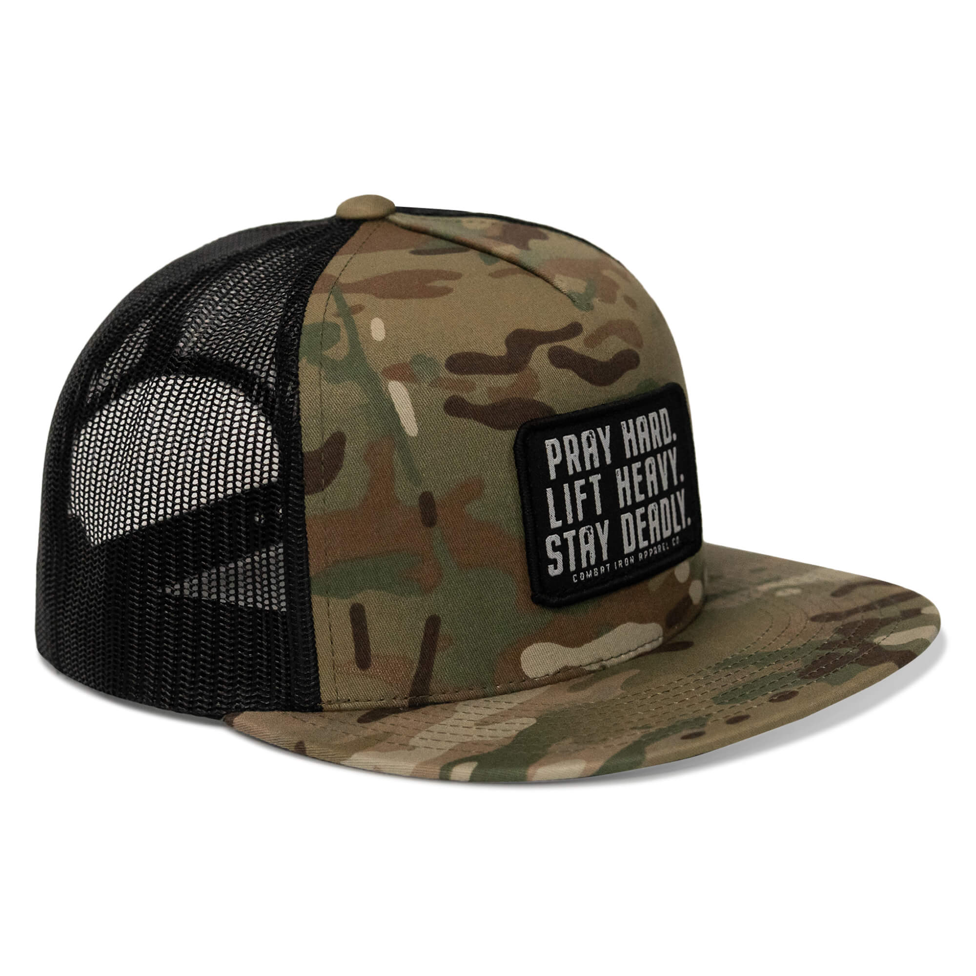 Pray Hard. Lift Heavy. Stay Deadly. Flat Bill SnapBack Hat - Image 19