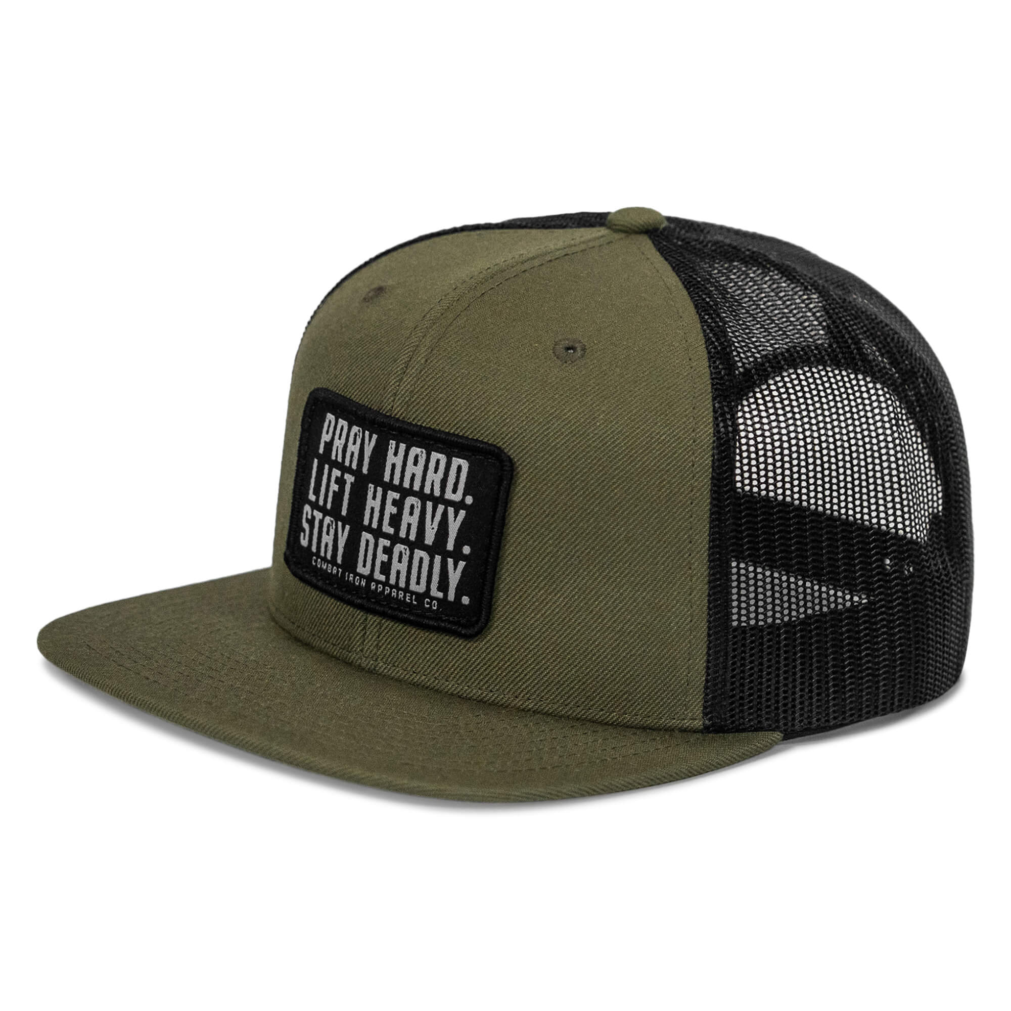 Pray Hard. Lift Heavy. Stay Deadly. Flat Bill SnapBack Hat - Image 25