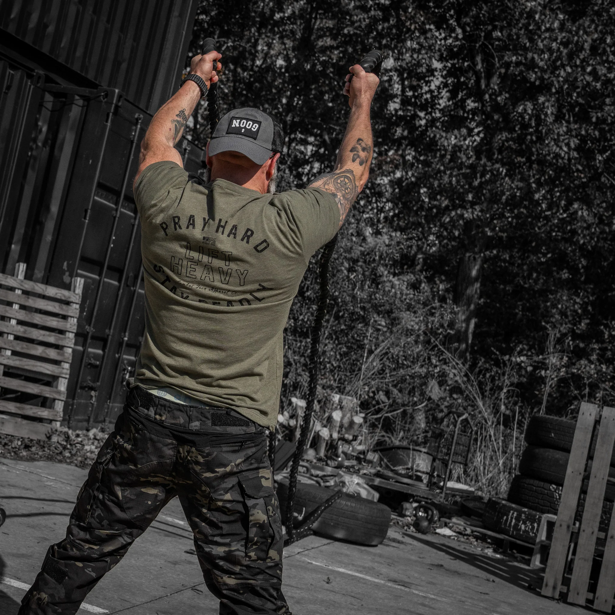 Pray Hard. Lift Heavy. Stay Deadly. Men's T-Shirt - Image 16