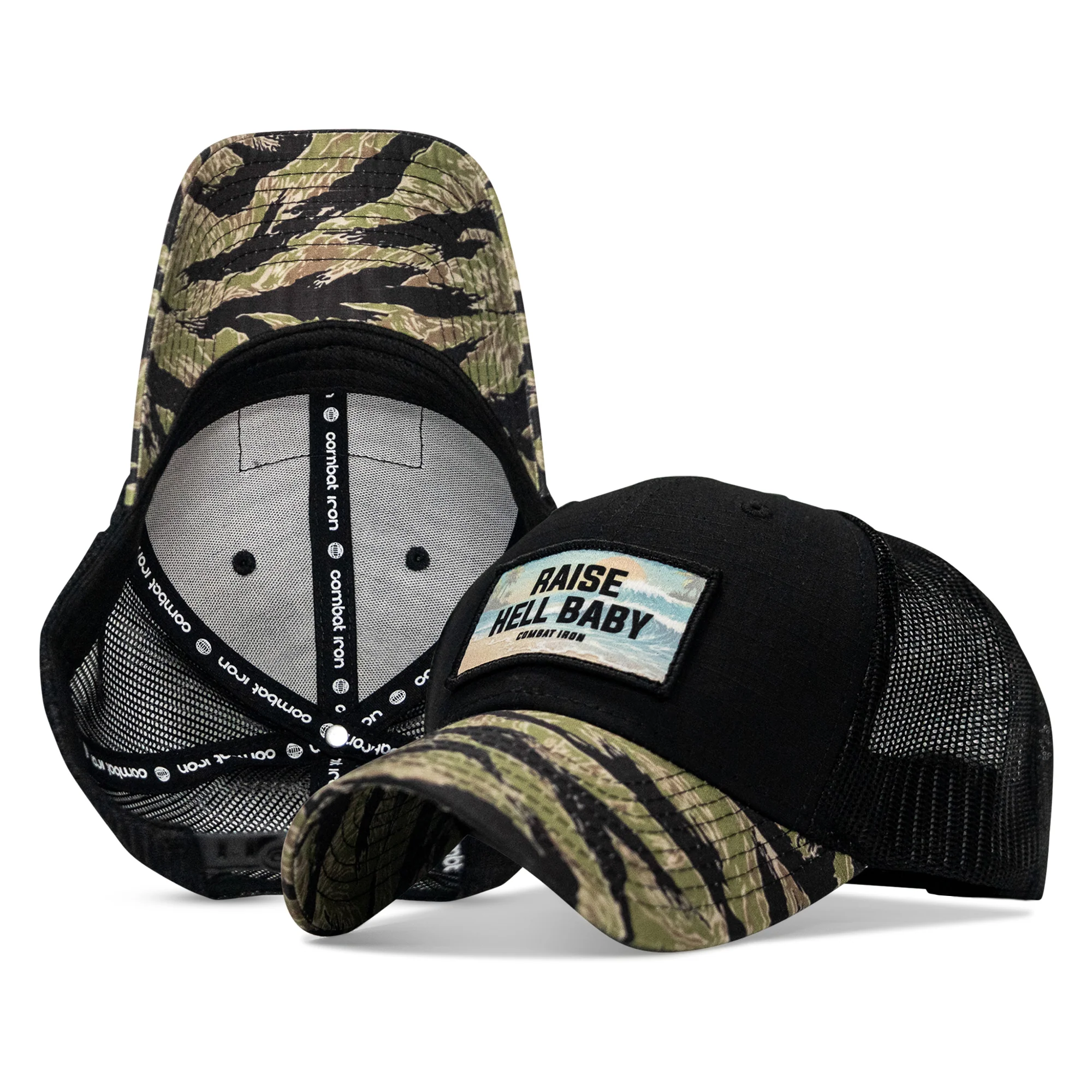 Raise Hell Baby Sunset Patch Original Ripstop Snapback Hat - Image 2