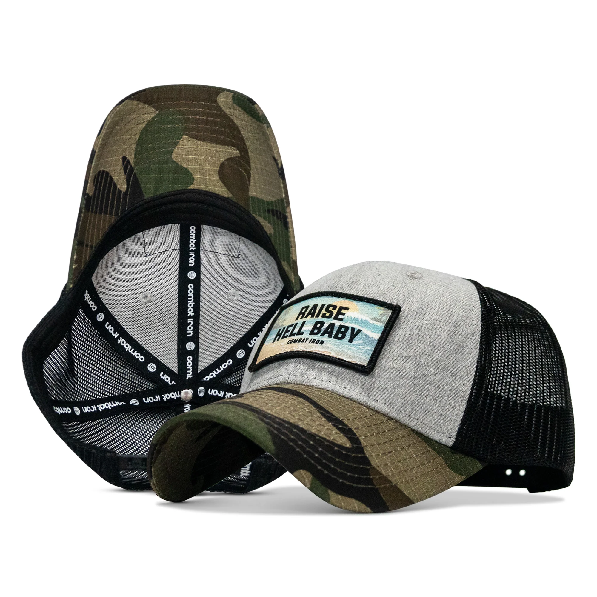 Raise Hell Baby Sunset Patch Original Ripstop Snapback Hat - Image 29
