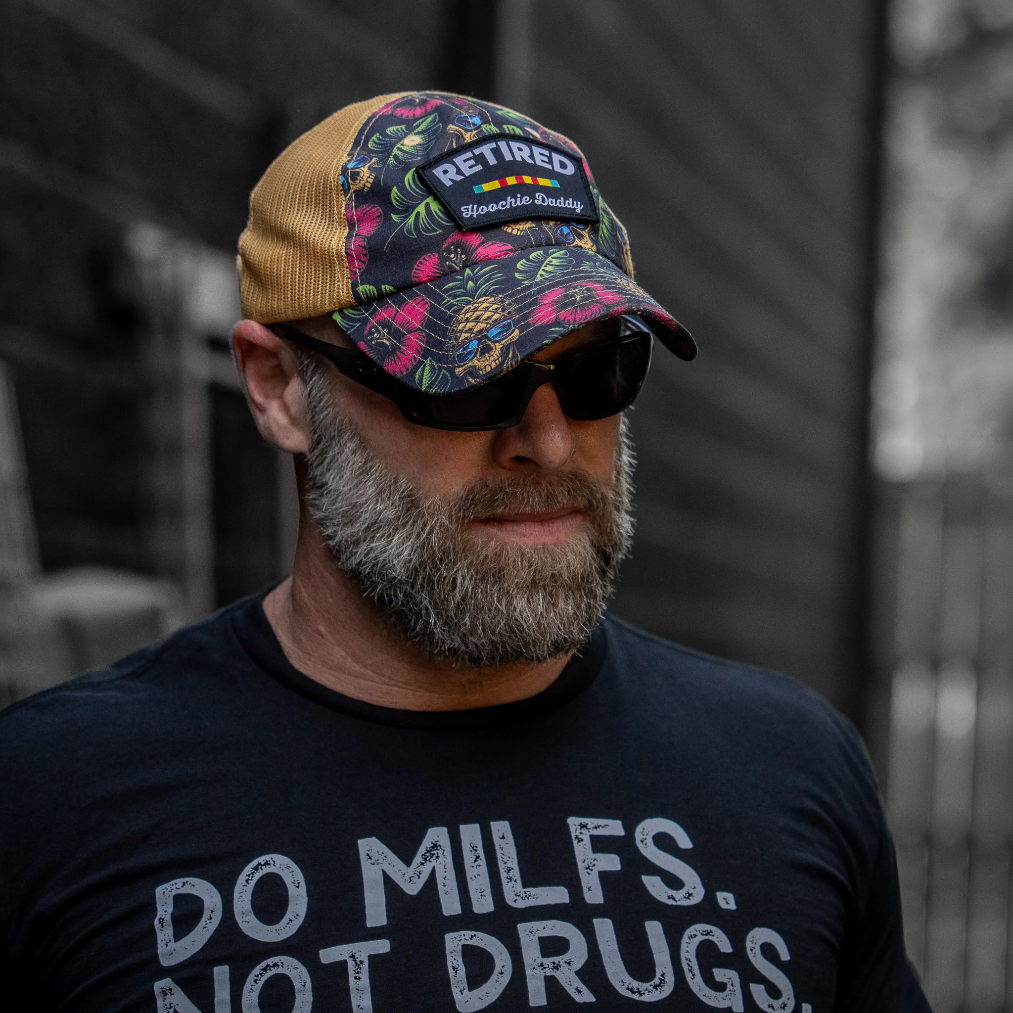 Retired Hoochie Daddy Veteran Patch Ripstop Tactical Mesh Snapback Hat - Image 2