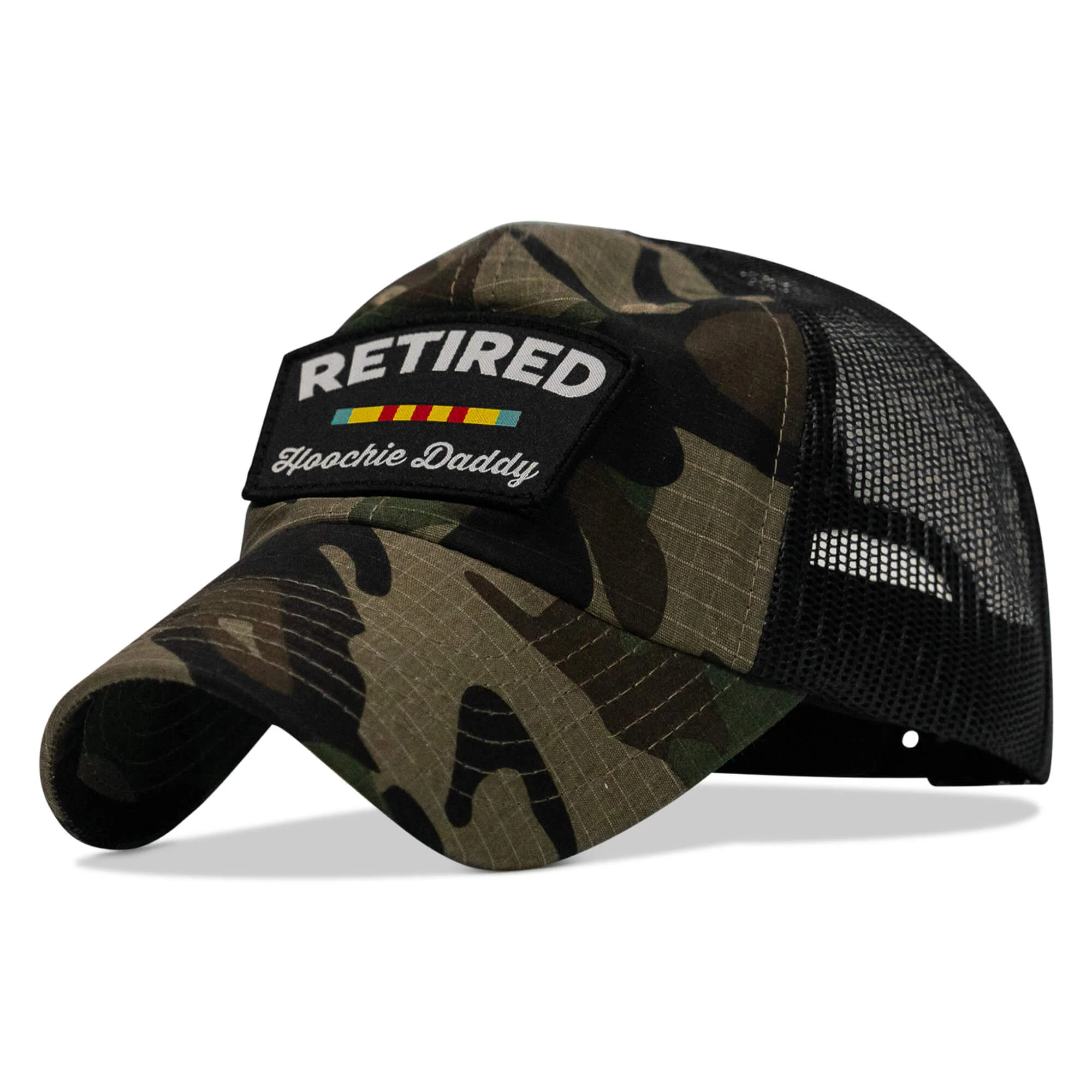 Retired Hoochie Daddy Veteran Patch Ripstop Tactical Mesh Snapback Hat - Image 26