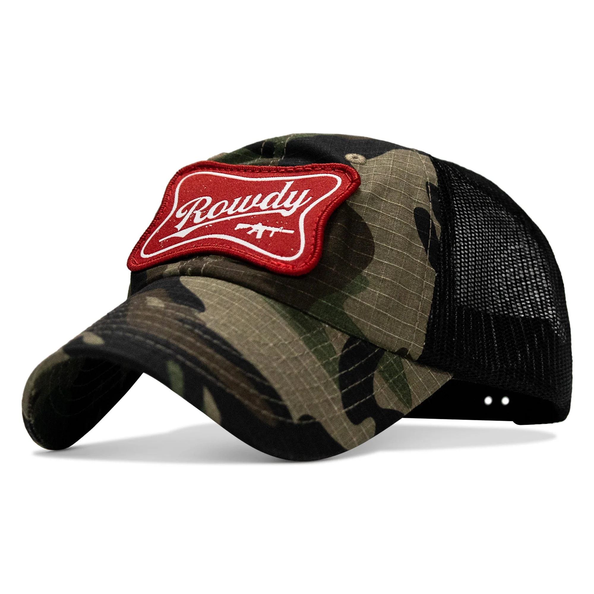 Rowdy Beer Logo Patch Tactical Ripstop Mesh Snapback Hat - Image 7