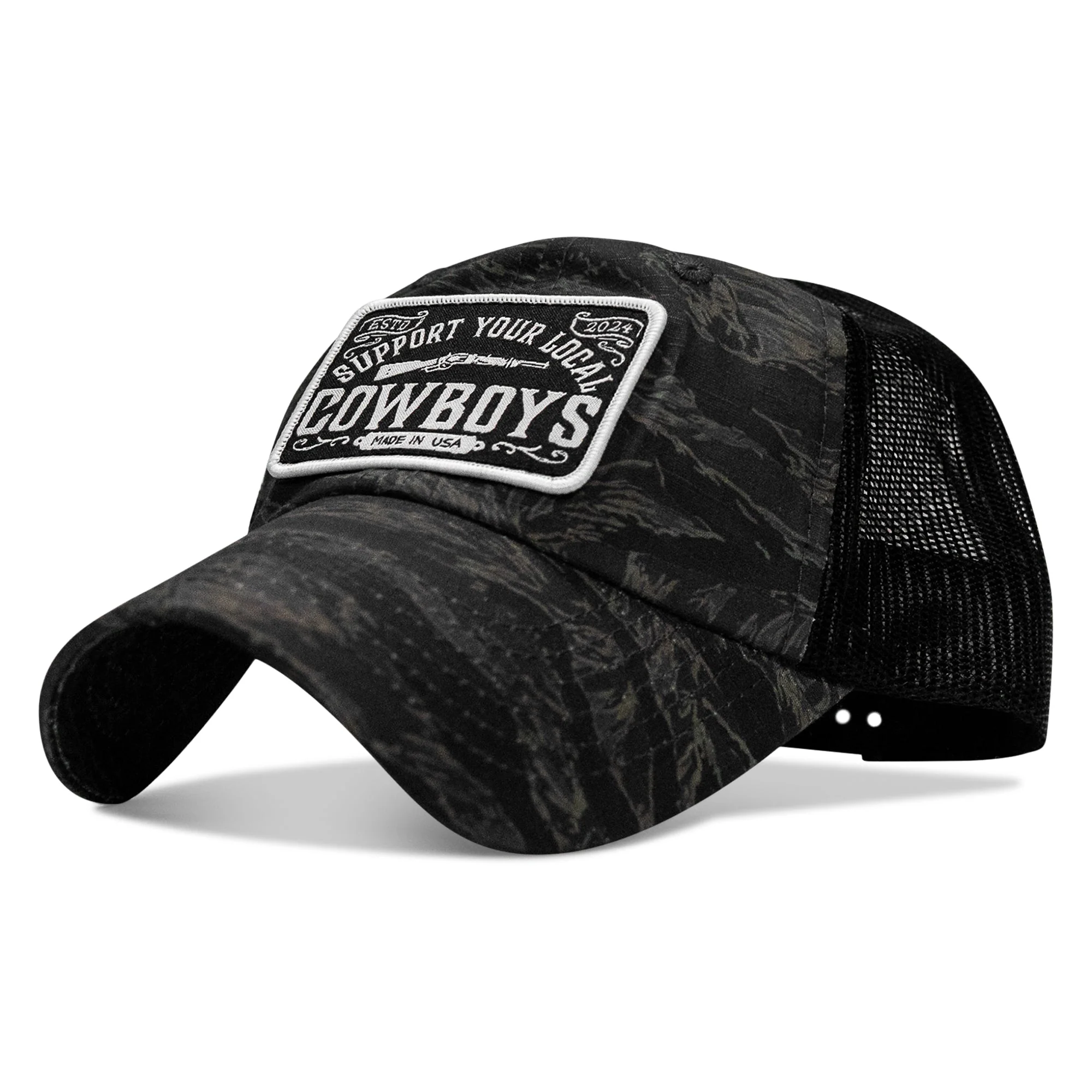 Support Your Local Cowboys Patch Tactical Ripstop Mesh Snapback Hat - Image 2
