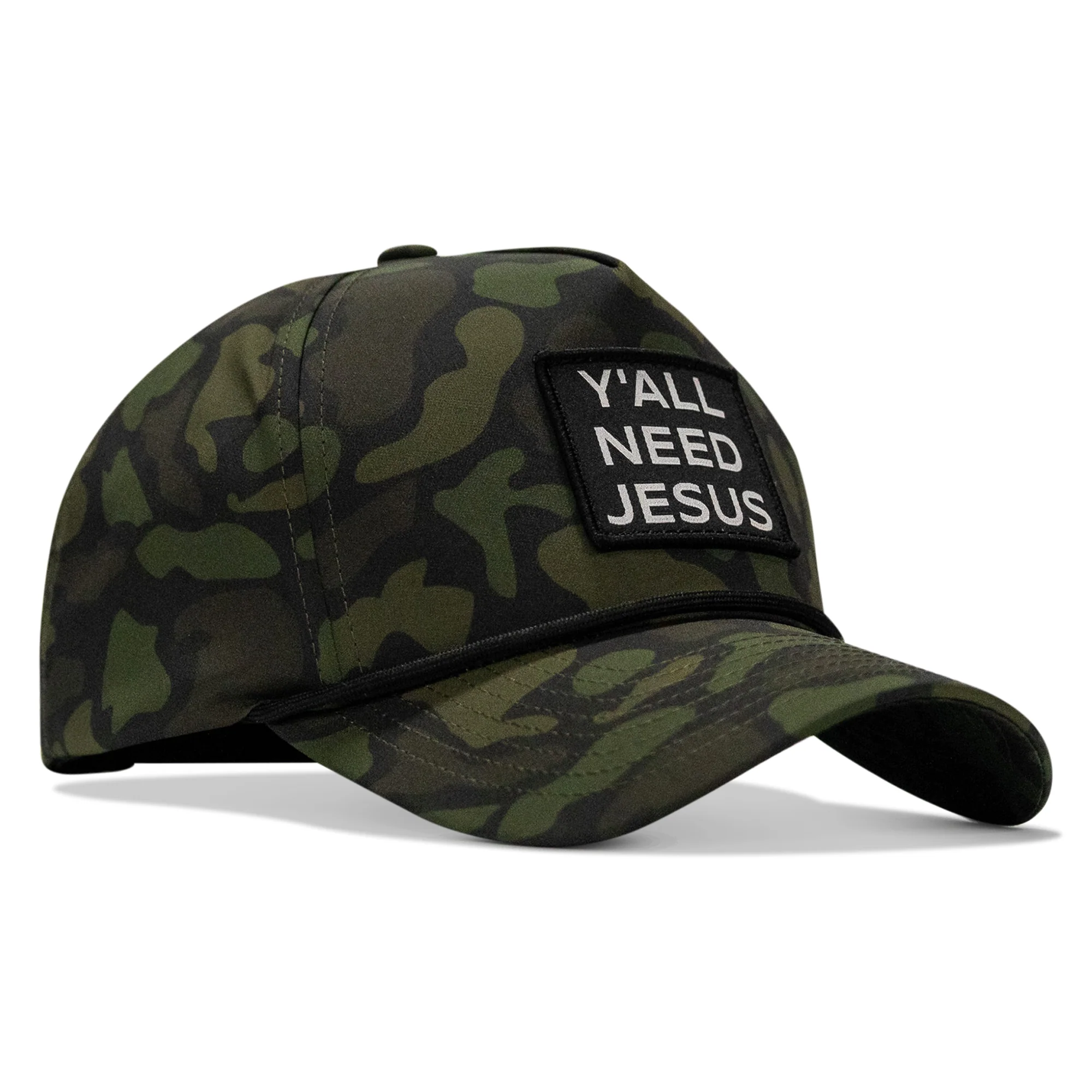 Y'all Need Jesus 5 Pannel Rope Snapback Hat - Image 17