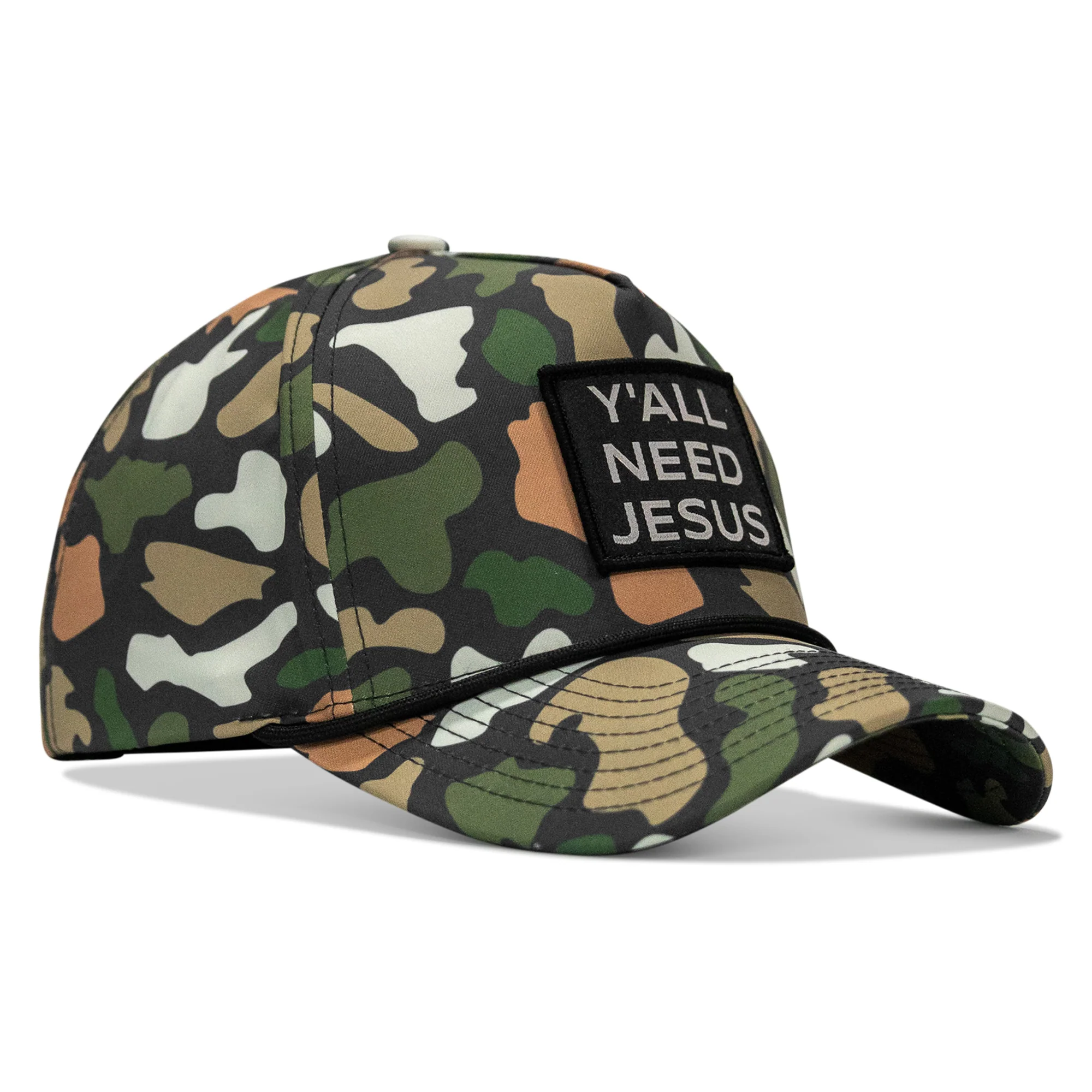 Y'all Need Jesus 5 Pannel Rope Snapback Hat - Image 3